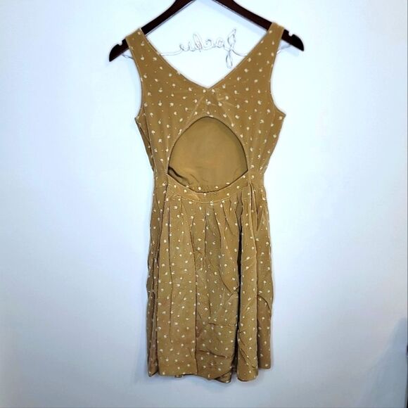 Club Monaco Tan Palm Trees Open Back Dress Size 2 - Picture 5 of 11